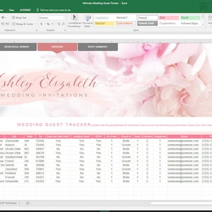 Wedding Guest List Organizer and Budget Tracker, Wedding Tracker, Budget spreadsheet,