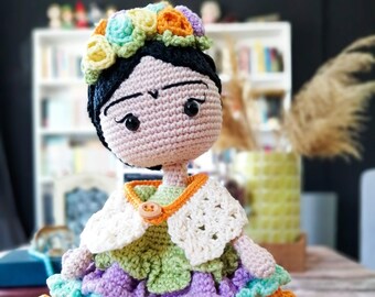 Amigurumi crochet pattern • Frida Kahlo Doll  • PDF Download • Hello Summer