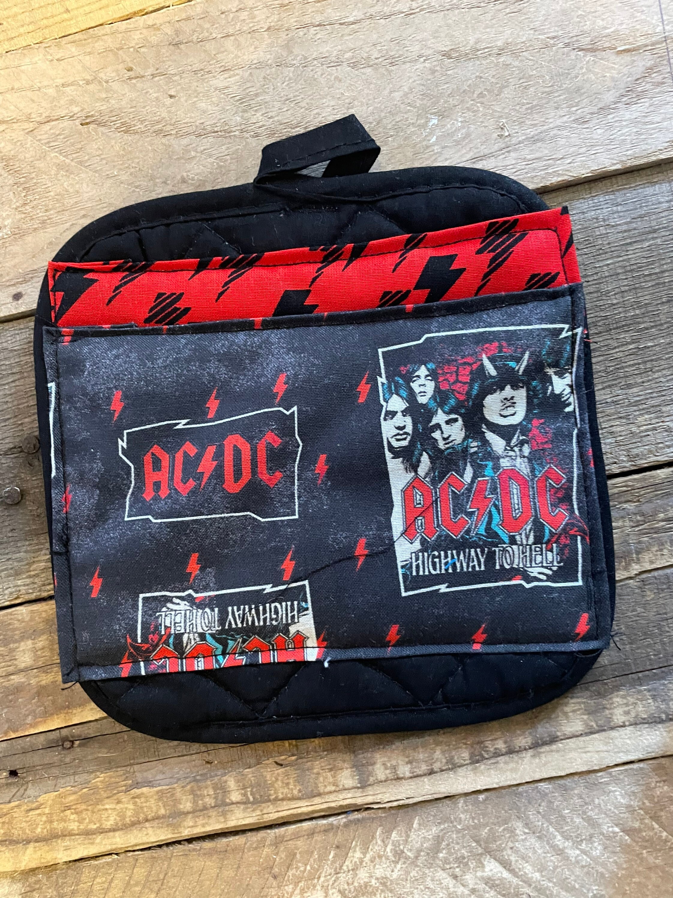 AC/DC Distressed Stile Fabric 3 Piece Kitchen Gift Set. - Etsy