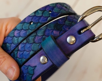 Dragon Scale Leather Belt 3/4"