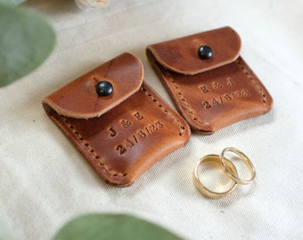 Handmade Leather Ring Pouch: Personalized Wedding Ring Holder