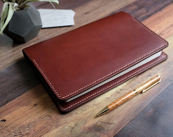 Full Grain Leather A5 Notebook Cover Brown, Personalised Moleskine Journal Cover, Anniversary Gift, Fathers Day