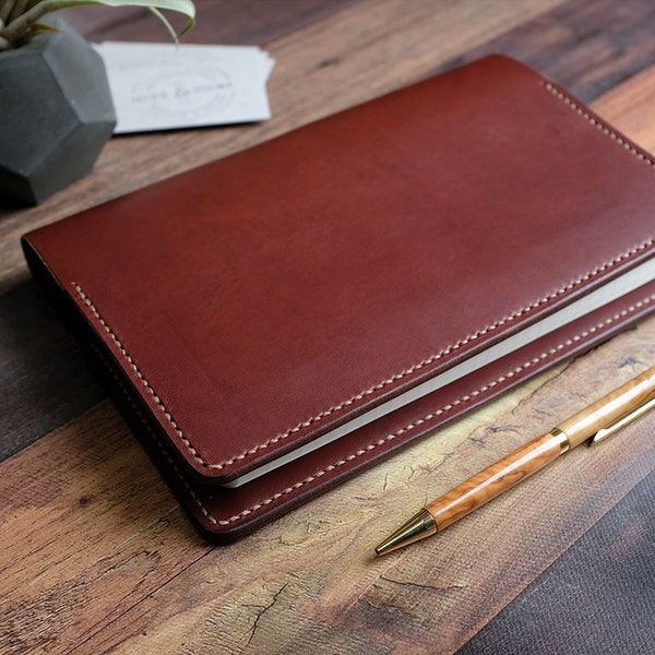 Full Grain Leather A5 Notebook Cover Brown, Personalised Moleskine Journal Cover, Anniversary Gift, Fathers Day