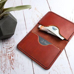 Personalisierte Leder Geldbörse für Männer, Klappkartenhalter, Jubiläumsgeschenk, Vatertag