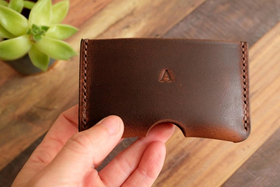 Personalised Leather Business Card Holder Slim Minimalist Design Etsy UK