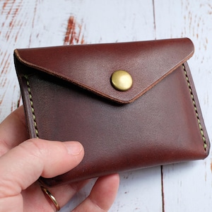 Cartera de botones de cuero, Cartera de cuero minimalista, Cartera hecha a mano, Cartera de tarjeta de cuero delgada, Titular de la tarjeta, Monedero, Hombres, Mujeres, Unisex