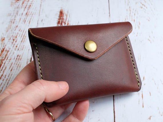 Burnished Brown English Hide Leather Card Holder Wallet