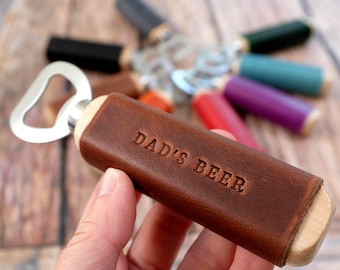 Personalised Bottle Opener with Leather Wrap