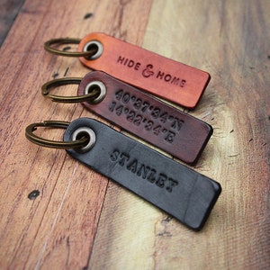 Porte-clés en cuir personnalisé, porte-clés, porte-clés en cuir, 3e anniversaire, fête des pères
