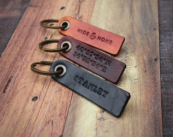 Personalised Leather Key Fob, Key Chain, Leather Keyring, Fathers Day