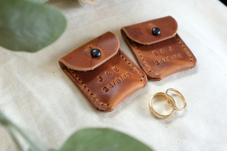 Horween Leather Ring pouch, wedding ring pouch, ring holder, ring box, wedding gift image 1