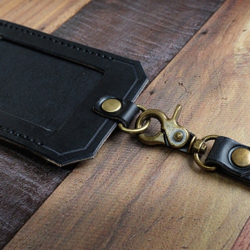 Leather ID Holder orders with Personalised Lanyard, ID Card Holder, Pass Holder, Badge Holder, Anniversary Gift Christmas Gift