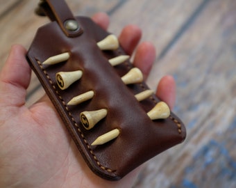 Leather Golf Tee Holder: Handmade Golfer Gift