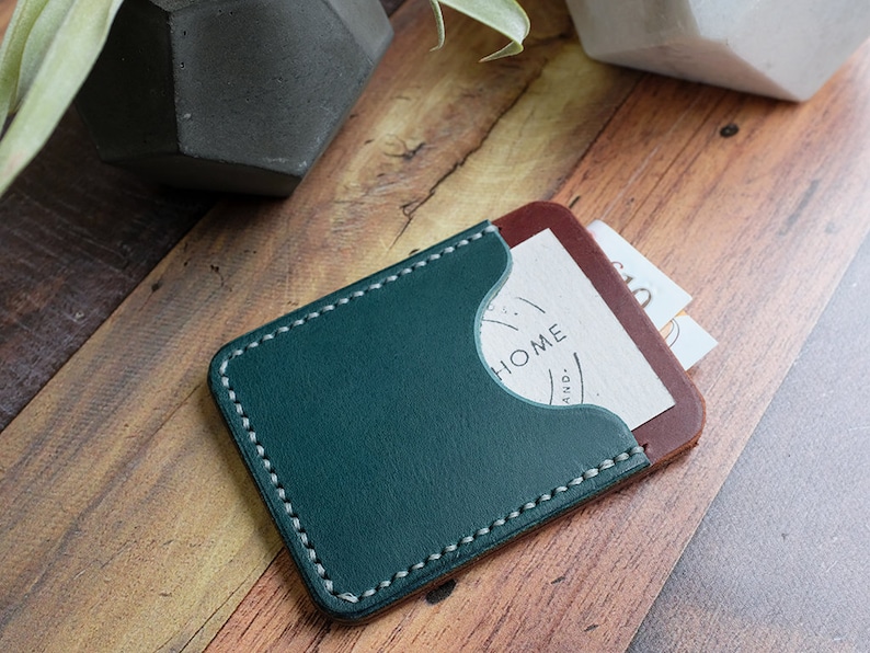 Personalised Blue Leather Card Holder, Leather Card Wallet, Mens Leather Wallet, Fathers Day image 1