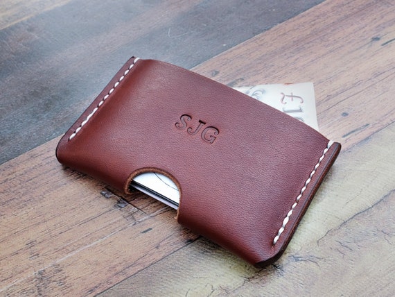 Personalised Slim Leather Card Holder Wallet