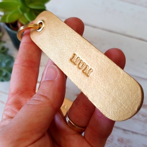 Personalised Gold Leather Key Fob, Key Chain, Leather Keyring, Father's Day Gift