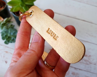 Personalised Gold Leather Key Fob, Key Chain, Leather Keyring, Father's Day Gift