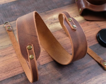 Handmade Leather Camera Strap, Personalised DSLR Strap, Fujifilm / Canon / Nikon, Anniversary Gift