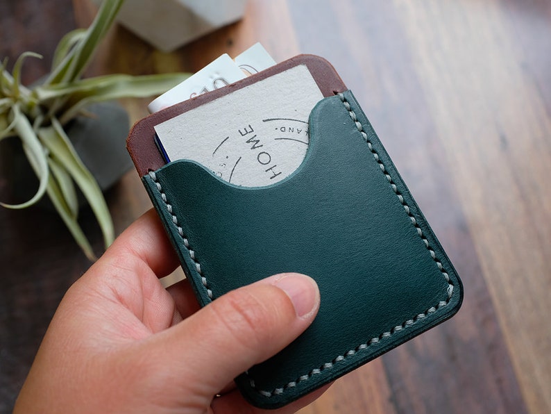 Personalised Blue Leather Card Holder, Leather Card Wallet, Mens Leather Wallet, Fathers Day image 2