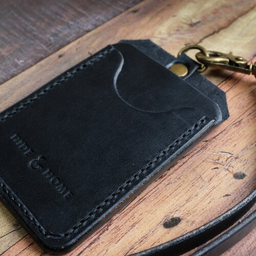 Leather ID Holder orders with Personalised Lanyard, ID Card Holder, Pass Holder, Badge Holder, Anniversary Gift Christmas Gift