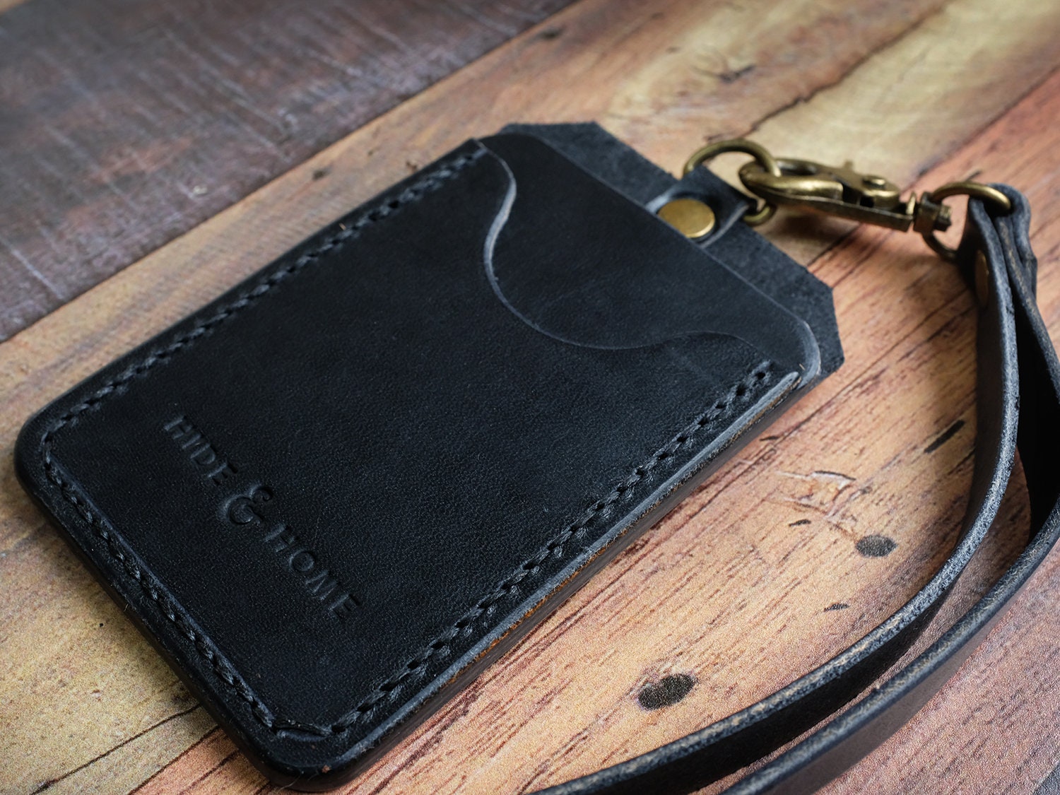 Personalised Leather ID Card Holder With Lanyard By Scaramanga