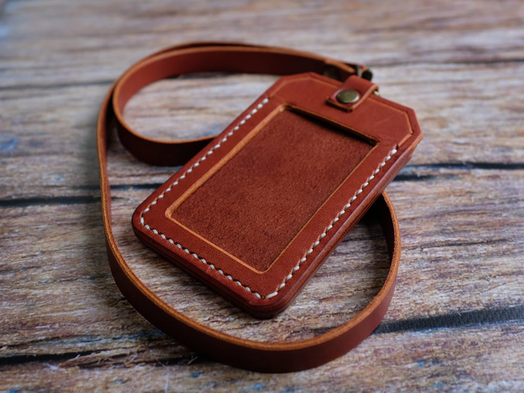 Italian Leather ID Holder With Personalised Lanyard ID Card 