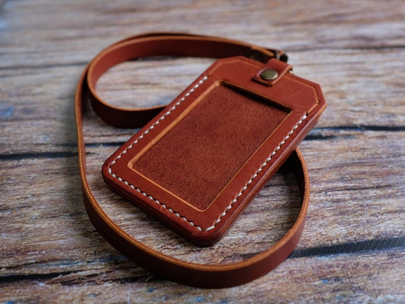 Leather ID Holder With Personalised Lanyard, ID Card Holder, Pass Holder, Badge  Holder, Anniversary Gift Fathers Day 