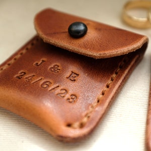 Horween Leather Ring pouch, wedding ring pouch, ring holder, ring box, wedding gift image 5