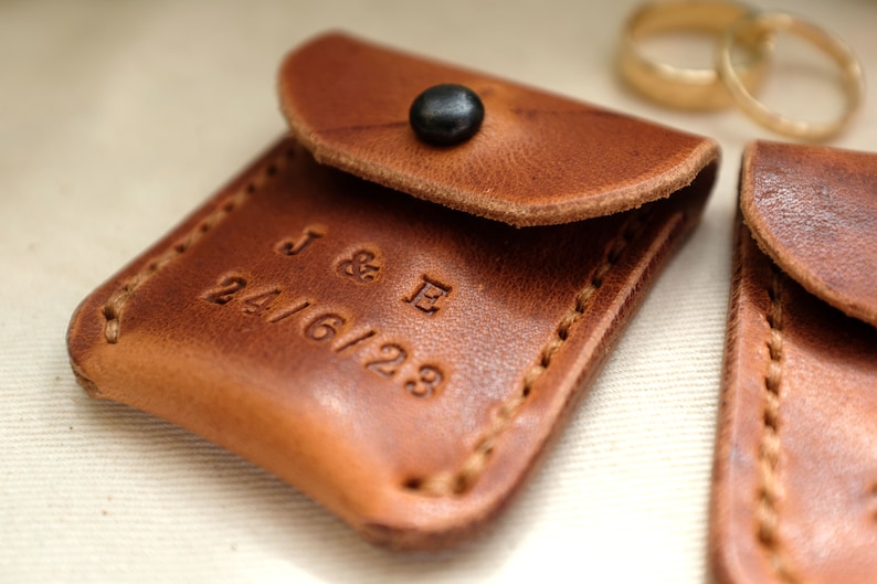 Horween Leather Ring pouch, wedding ring pouch, ring holder, ring box, wedding gift image 5