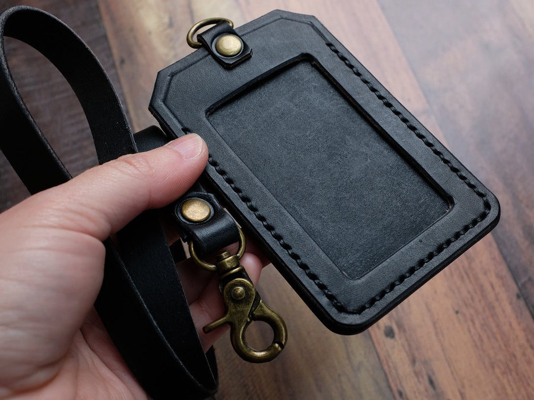 Personalised Multi Slot Leather ID Card Holder + Lanyard Set