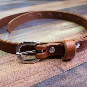 Skinny Leather Belt 3/4", Ladies Leather Belt, Womens Leather Belt, Dress Belt Fathers Day
