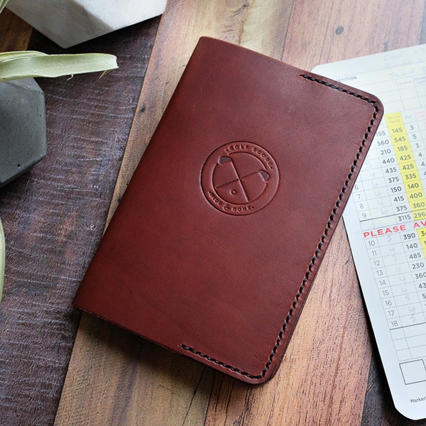 Personalised Leather Golf Scorecard Holder, Golfer Gifts, 3rd Wedding Anniversary Gift, Fathers Day