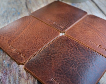 Handmade Coaster, Leather Drink Coasters, Drinkware & Barware Anniversary Gift Christmas Gift