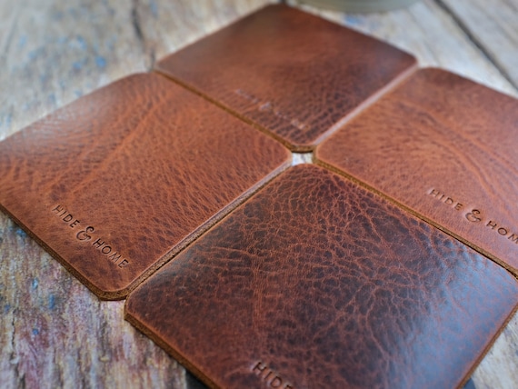 Handmade Coaster, Leather Drink Coasters, Drinkware & Barware Anniversary Gift Christmas Gift