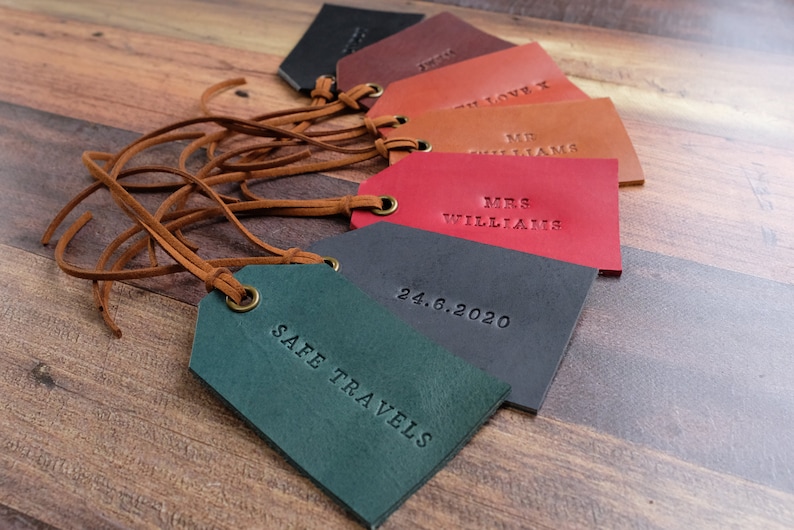 Custom Leather Gift Tag, Father's Day Gift, Personalised Graduation Tags image 2