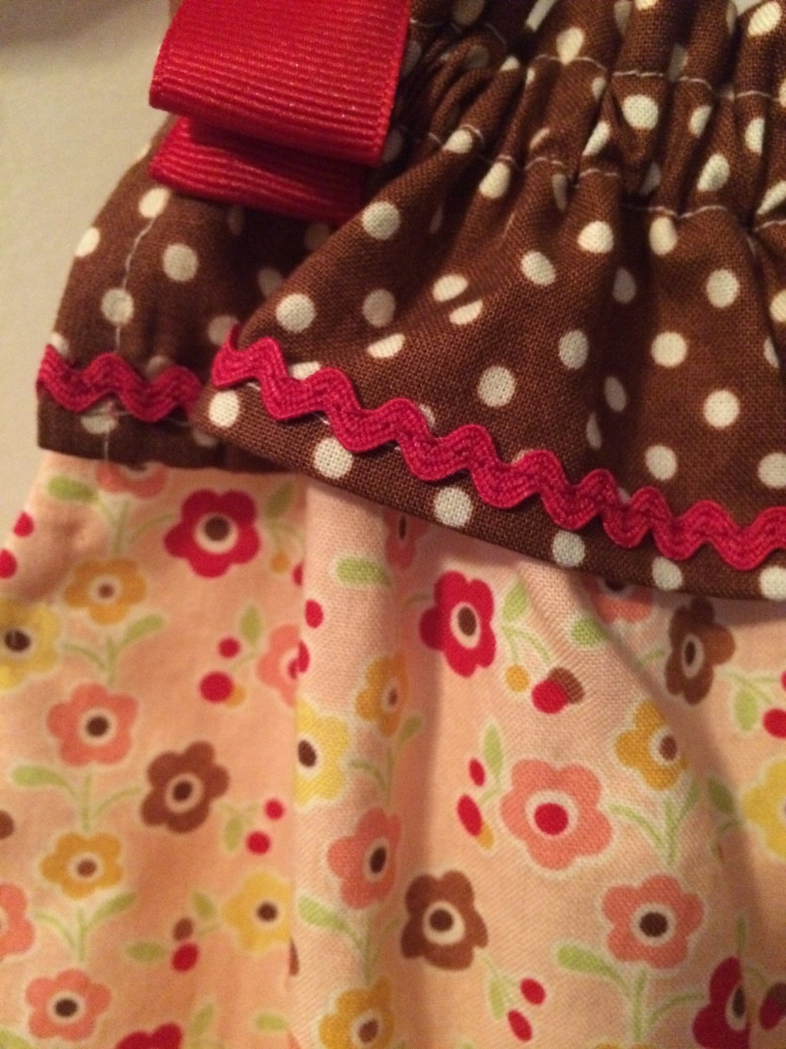 Pillowcase dress with ruffle and ribbon ties. Etsy