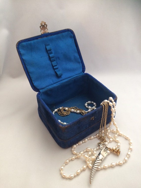 Antique French Jewellery Box - c1880 - Blue Velve… - image 3