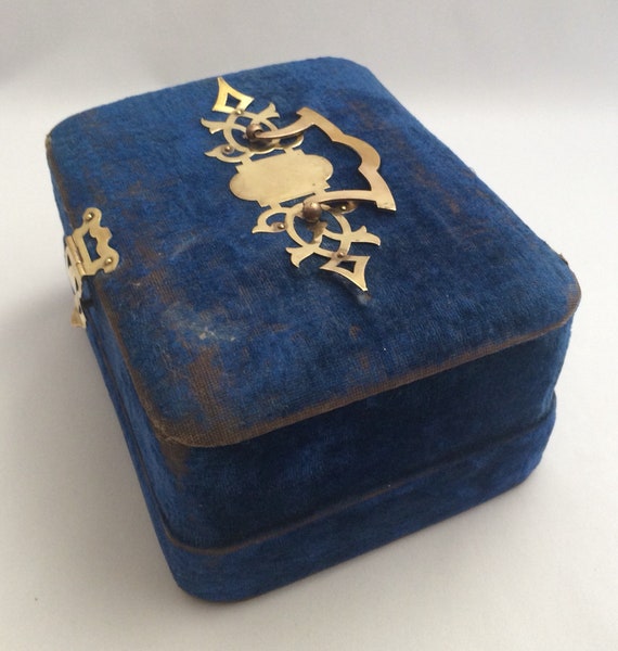 Antique French Jewellery Box - c1880 - Blue Velve… - image 7