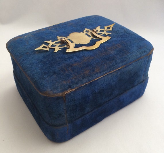 Antique French Jewellery Box - c1880 - Blue Velve… - image 6