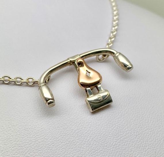 Rare Victorian Cycling Necklace - Silver & Rose Go