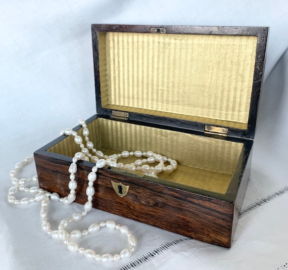 Georgian Jewellery Box - Coromandel Wood - Gold L… - image 1