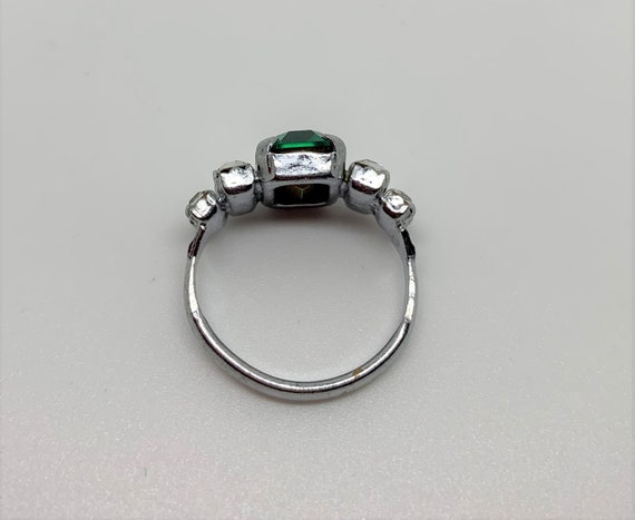 Vintage Faux Emerald Diamond Paste Ring c.1950s - image 3