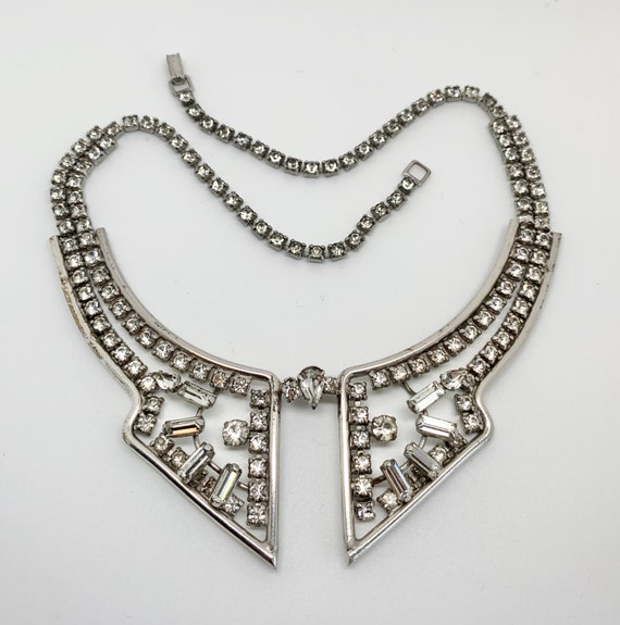 Art Deco Paste Collar Necklace - c1930s - Chrome R