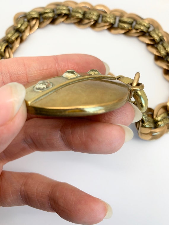 Victorian Collarette Necklace & Locket - Brass - … - image 3