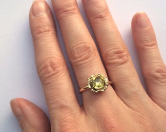 Georgian Halo Ring - Green Foiled Paste and Gold - c1830 - Stickpin Conversion