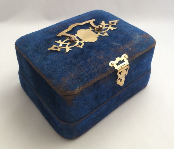 Antique French Jewellery Box - c1880 - Blue Velve… - image 5