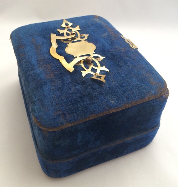 Antique French Jewellery Box - c1880 - Blue Velve… - image 8
