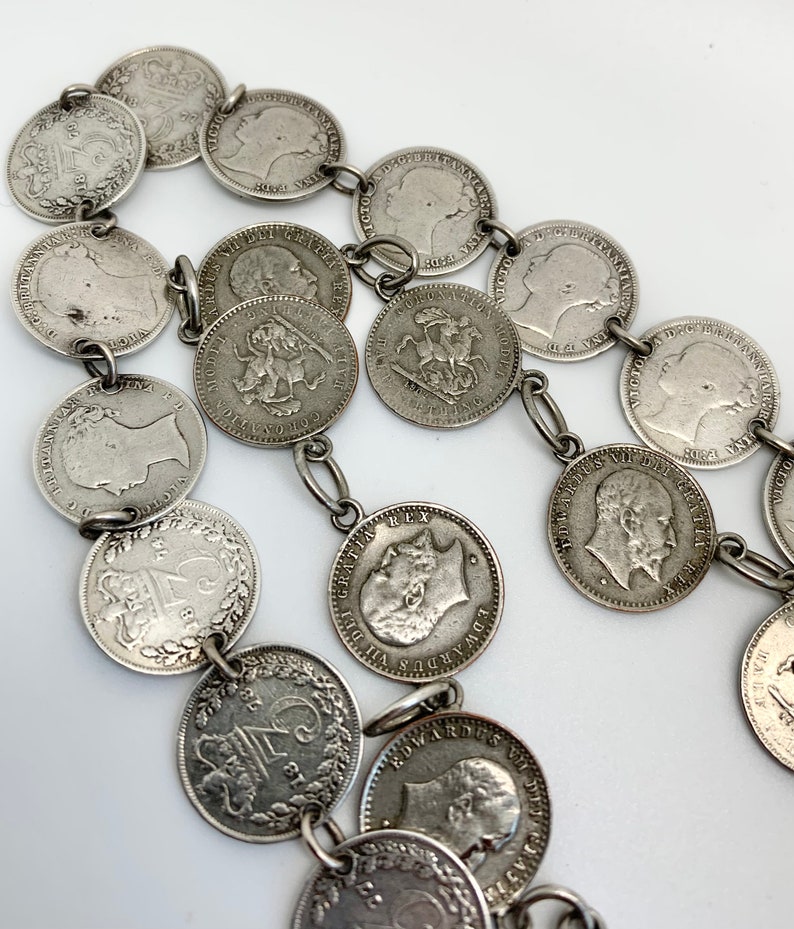 Victorian Silver Threepenny Half Farthing Coin Necklace - Etsy