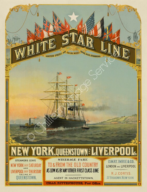 White Star Line Poster 18831888 Giclee photo print fine art Etsy