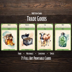 Cartas de objetos de comercio de DnD